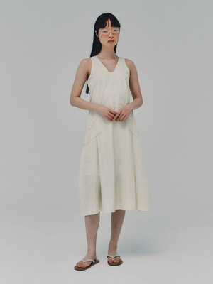 Stitched Nylon Dress_CREAM
