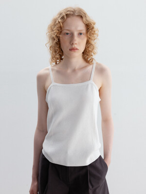 LINEN BLEND DOUBLE STRAP SLIM KNIT TOP