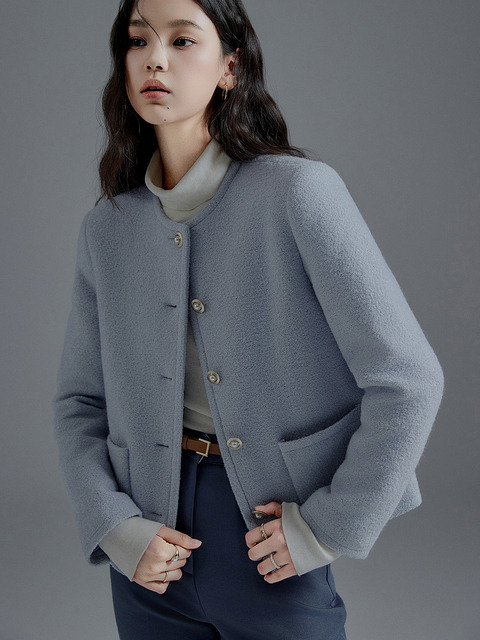 이바나헬싱키]Tiana V wool tweed long jacket
