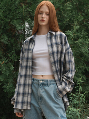 Oversized checkered shirt Blue