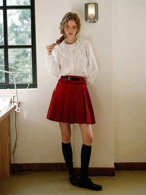 Cest_Polka dot pleated skirt