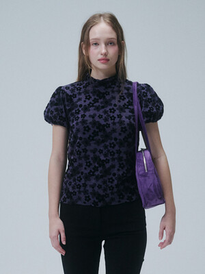 FLORAL PUFF SLEEVE TOP, VIOLET