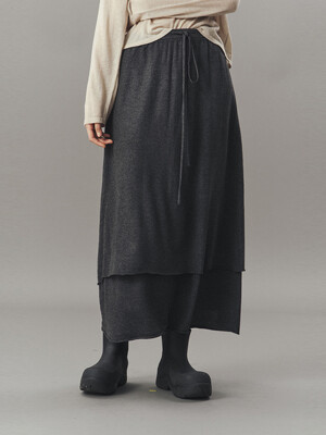 [단독]WOOL LAYERED KNIT SKIRT_CHARCOAL