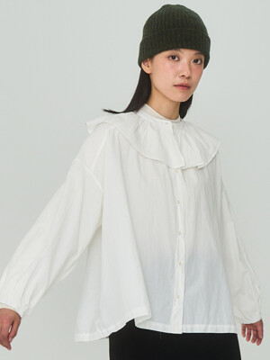 Big Frill Collar White Blouse