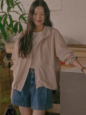 Swish soft color string hood jumper_Beige