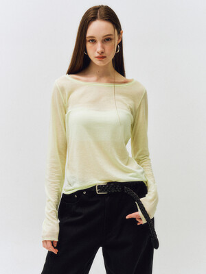 Basic Summer Boat Neck T-shirt_CTT366(Lemon)
