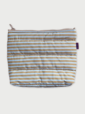 Stripe padded pouch (blue-mocha)