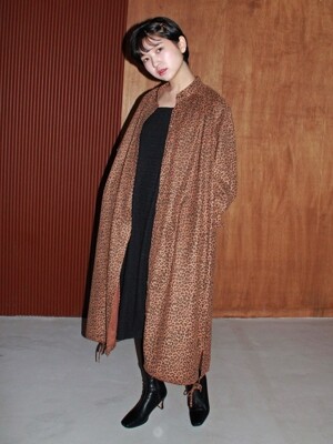 LEOPARD DRESS COAT BROWN