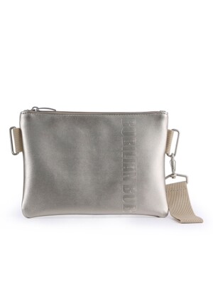 Strap Leather Clutch _ Silver