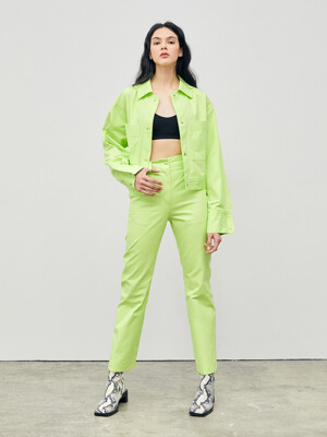 Stitched Straight Fit Pants Lime