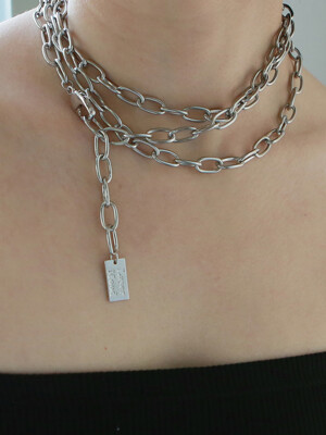 matt layerd chain necklace-silver