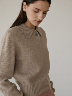Wool collar knit (beige)