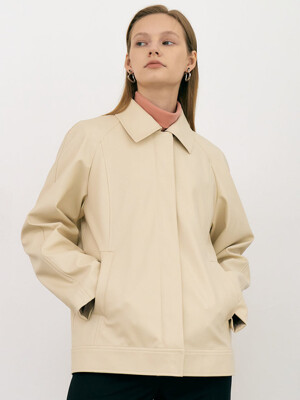 6A Faux leather blouson jacket (Ivory)
