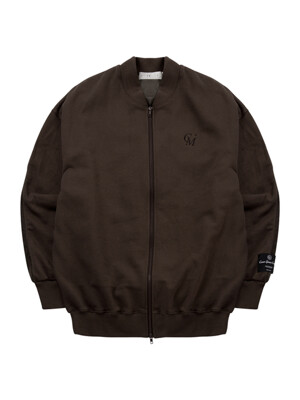 UNISEX Fleece-Back Cotton-Jersey and Padded Shell Zip-Up Sweatshirt (Dark Brown)