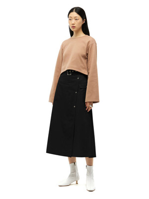 Plaster Cotton Wrap Skirt_Black