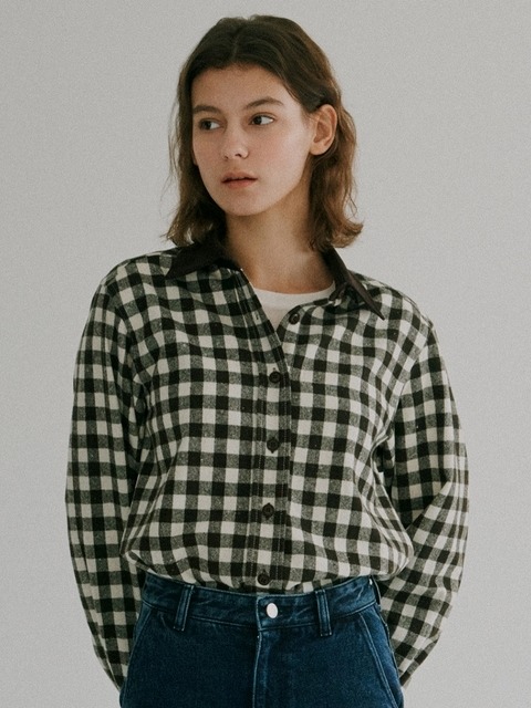 셔츠 - 블랭크공삼 (blank03) - wool check shirt (brown)