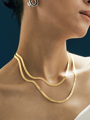 # Moi 4st Gold 2Line Snake Chain Necklace_05