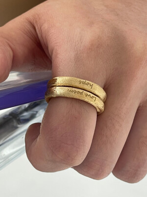 shiny lettering texture gold ring