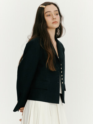 Gold button tweed jacket - Black