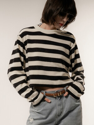 Striped-Knit Cropped Top(WOMAN)_UTW-FC23