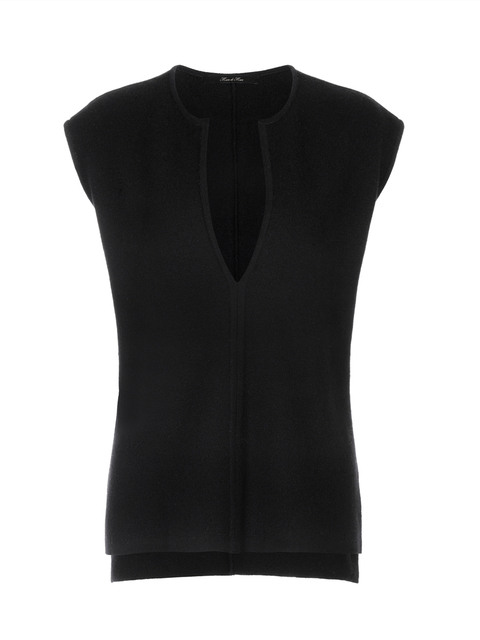 니트 - 마레디마리 (Mare di mari) - Cashmere Blend Round Neck Vest Black