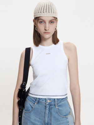 RIB SLEEVELESS TOP_WHITE (KYOR2RSR03W)