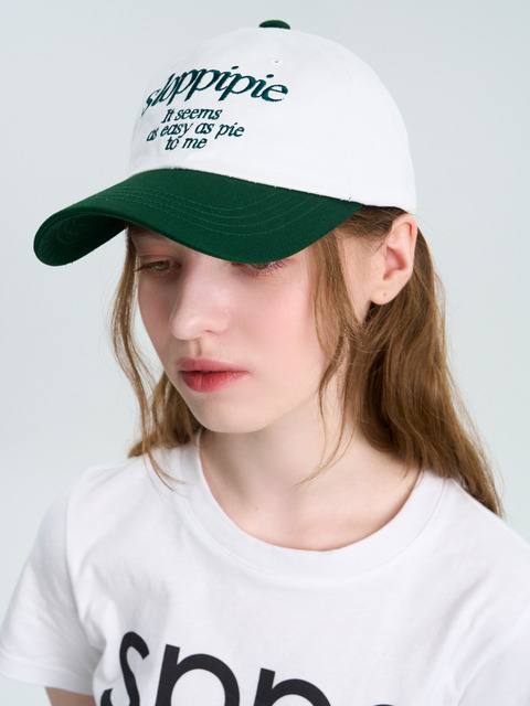 모자,스포츠웨어,모자,모자 - 슬로피파이 (sloppipie) - SIGNATURE COTTON BALL CAP [IVORY&GREEN]