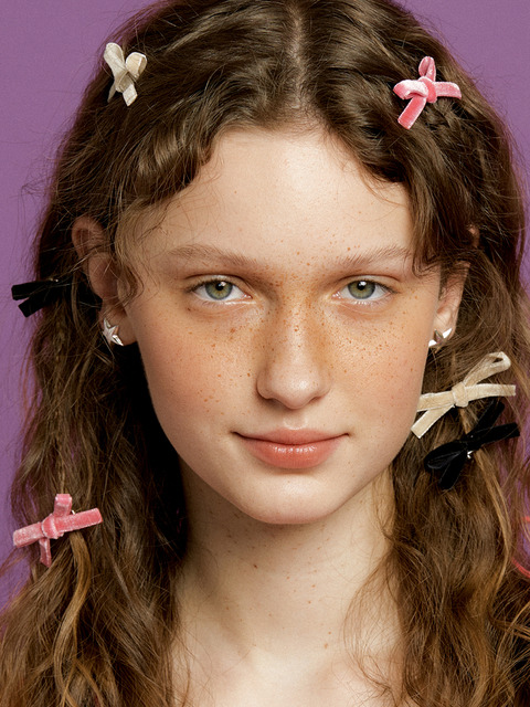 [XPIER] 韓国ヘアアクセ☆Real Mink ribbon Hairpin 全3色 엑스피어]Real Mink ribbon Hairpin[3color]