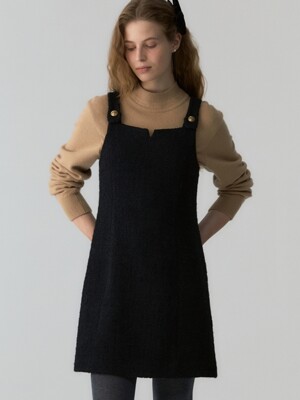 button sleeveless dress - black