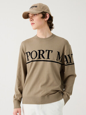 LOGO JACQUARD CREW NECK SWEATER - BEIGE (MEN)