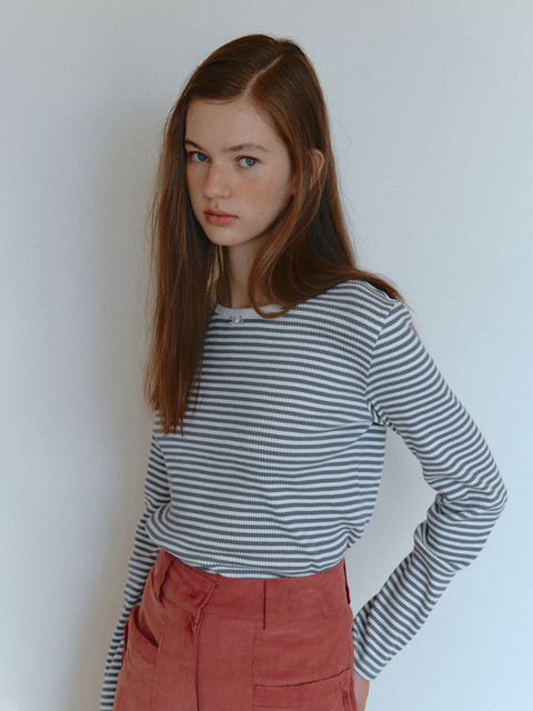 티셔츠 - 셀리테일즈 (CELITAILS) - STRIPE RIBBON T-SHIRTS_GREY
