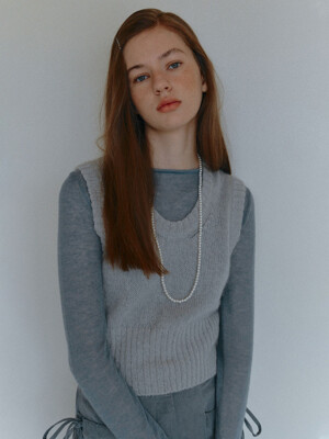 MOHAIR KNIT VEST_GREY