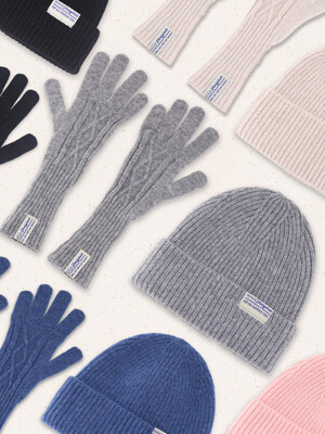 [선물포장] Innigkeit Wool 100% Touch Gloves+Beanie SET_6 Colors