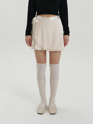 velvet rap skirt - cream