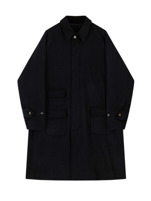 wool Raglan Balmacaan Coat (Navy)