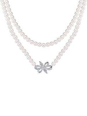 Imperial Bow Pearl Long Necklace