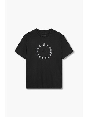 AX 남성 서클 로고 크루넥 티셔츠(A414130008)블랙
