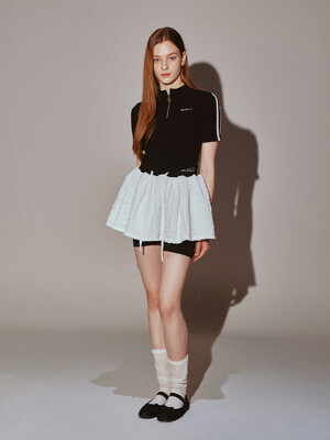 Frill Mini Shirring Skirt White
