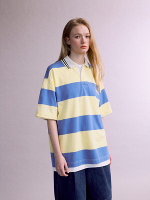 Stripe Rugby Polo T-shirt (YELLOW)