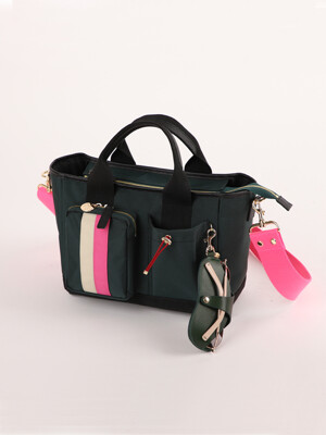 MONICA BLOSSOM_HUNTER GREEN with Hot Pink or Plum Wine Strap