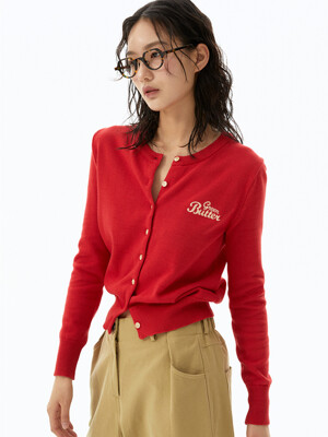 Washable Cotton Cardigan (Red)