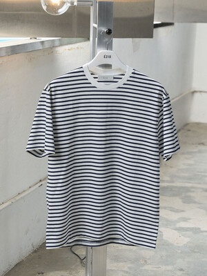 Round Stripe T-Shirt_Navy