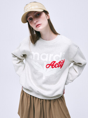 BRUSHED SWEATSHIRT ACTIF BLOOMMARDI_OATMEAL RED