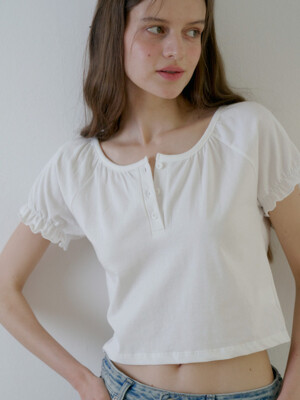 Half Puff Button T- Shirt