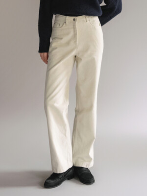 F Fleece Straight Cotton Pants_Ecru