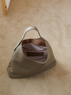 Ople Leather series Big hobo Bag Taupe khaki
