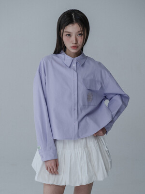 PASTEL COTTON CROP SHIRTS_LIGHT PURPLE