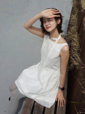 Double flare mini dress - ivory