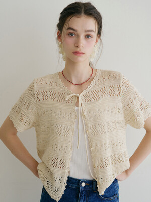 [단독] G Crochet Linen Cardigan_Natural