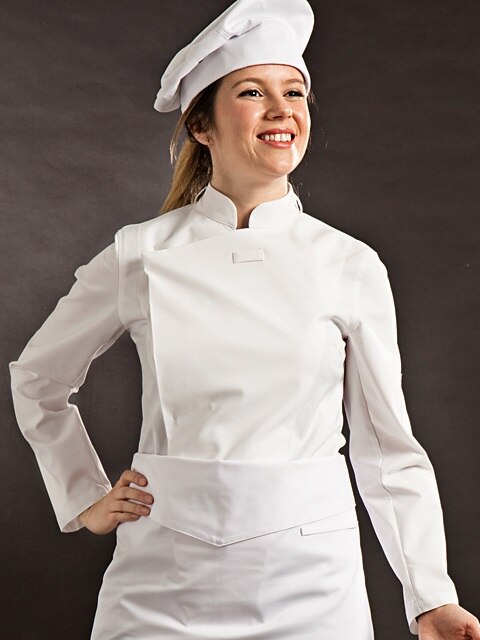 slim chef coat white - woman #AJ1455